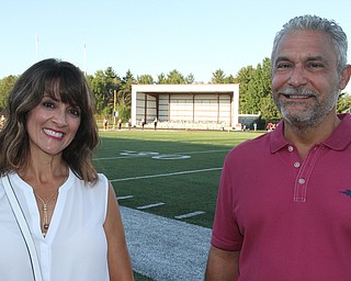 William D. Lewis The Vindicator  Bill and Karen Veri pose near the new Boardman Bandshell which was dedicated August 26, 2016. They donated funds to build the structure.
