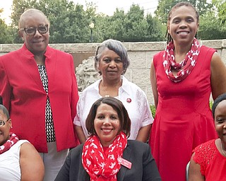 SPECIAL TO THE VINDICATOR
Delta Sigma Theta officers and planning committee members for the 65th local chapter anniversary met recently on the patio at Leo’s Ristorante in Warren to make plans for the Sept. 24 celebration. Sitting, from left, are Stephanie Jones, event chairman and ways and means co-chairman; Susan M. Moorer, chapter president; and Chantelle Hallman, first vice president; and standing are Michele Dotson, ways and means co-chairman; Gwen Montgomery, committee member; and Dr. Sherri Lovelace-Cameron, auction coordinator.
