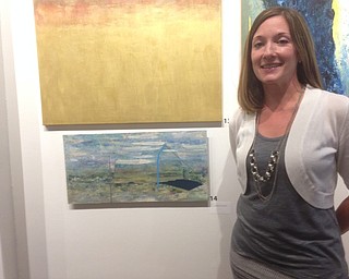 Neighbors | Submitted.Jenna Hudock stood by her painting at the Trumbull Art Garllery's 52nd annual juried artist exhibition running through the month of August.