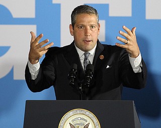 Nikos Frazier | The Vindicator..Congressman Tim Ryan introduces Vice President Joe Biden and former Gov. Ted Strickland at the UAW Local 1714 Hall in Lordstown on Thursday, Sept. 1, 2016.