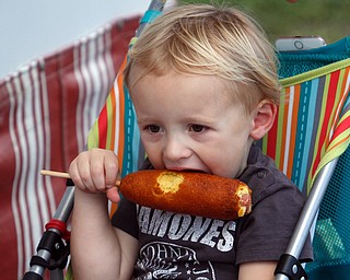        ROBERT K. YOSAY  | THE VINDICATOR..hot dogs .. and kids as Lachlan (OK)Ritchie of Salem 2  tries a corn dog  ( with him was his mom Kristen).. - -30-...