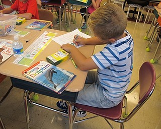 Neighbors | Alexis Bartolomucci.David colored in his Jitter Juice coloring sheet during his first day of first grade at Poland Union Elementary School on Aug. 22.