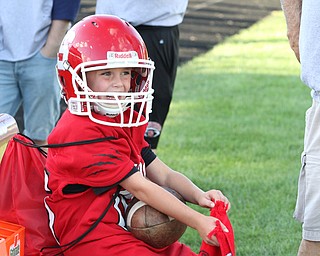 Nikos Frazier | The Vindicator..Tyler Carcelli, honorary team captain, smiles before the game.