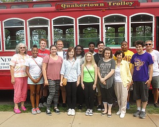 SPECIAL TO THE VINDICATOR
The Youngstown Connection, comprised of students in their junior and senior years at Youngstown high schools, completed their summer “boot camp” with a field trip to Salem Historical Society. The students participated in a Quakertown Trolley tour of the homes and businesses, which played a major role in the Underground Railroad. The Connection also took a guided tour of The Butler Institute of American Art in Youngstown. In June, the group traveled to Italy and visited several cities including Montalcino and Pisa. The students performed at an outdoor cafe in Florence and at St. Peter’s Cathedral in Rome. The Connection also sang four songs at Mass in St. Peter’s Basilica and had an audience with Pope Francis. Students and adult leaders on the Salem tour were, in front from left, Bryanna Landers, Julie Colina, Sarah Booth, Emily Booth, Abby Witherstine, Director Carol Baird and Jacob Ruscitti-Smith. In the second row are Docent Ginger Grilli, Cameron Lewis, Nick Royal, Kaihlyn Anderson, Gary Johnson, Brandon Starcher, Randy Jamison and Ron Pierce, driver. The Connection was founded in 1988 with a mission to spread love, peace and brotherhood in the Mahoning Valley. For information visit www.youngstownconnection.org.