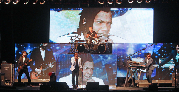 The Christian pop band "Newsboys" perform at the Canfield Fair on Sunday night.  Dustin Livesay  |  The Vindicator  9/4/16  Canfield Fair