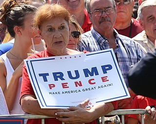 Canfield, Ohio | September 5, 2016: ..Robynn  Cross of Warren, Ohio waits outside the Bates Brothers trailer  before Republican Presidential Candidate, Donald J. Trump arrived at the Canfield Fair on Monday, Sept. 5, 2016 in Canfield, Ohio...Nikos Frazier | The Vindicator.