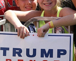 Canfield, Ohio | September 5, 2016: ..Katie Wolfe, 10, of Girard, Oh.  waits patiently for Republican Presidential Candidate, Donald J. Trump to arrive at the Canfield Fair on Monday, Sept. 5, 2016 in Canfield, Ohio...Nikos Frazier | The Vindicator.