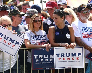 Canfield, Ohio | September 5, 2016: ..Julie Fisher of Canfield, Ohio(left) and Nina Barletta of Boardman, Oh. Republican Presidential Candidate, Donald J. Trump to arrive at the Canfield Fair on Monday, Sept. 5, 2016 in Canfield, Ohio...Nikos Frazier | The Vindicator.