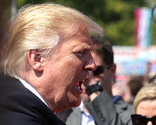 Canfield, Ohio | September 5, 2016: ..Republican presidential candidate Donald Trump greets supporters during a stop to the 170th Canfield Fair on Monday, Sept. 5, 2016 in Canfield, Ohio...Nikos Frazier | The Vindicator.