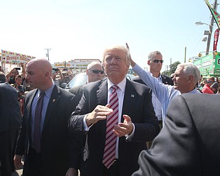 Canfield, Ohio | September 5, 2016: ..Republican presidential candidate Donald Trump and Indiana Gov. Mike Pence greet supporters during a stop to the 170th Canfield Fair on Monday, Sept. 5, 2016 in Canfield, Ohio...Nikos Frazier | The Vindicator.