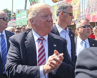 Canfield, Ohio | September 5, 2016: ..Republican presidential candidate Donald Trump waves to supporters during a stop to the 170th Canfield Fair on Monday, Sept. 5, 2016 in Canfield, Ohio...Nikos Frazier | The Vindicator.