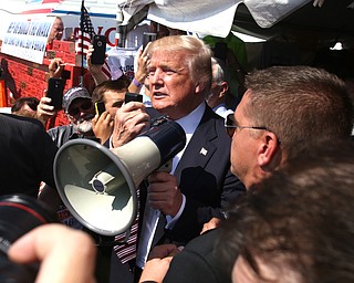 Canfield, Ohio | September 5, 2016: ..Republican presidential candidate Donald Trump thanks  supporters during a stop to the 170th Canfield Fair on Monday, Sept. 5, 2016 in Canfield, Ohio...Nikos Frazier | The Vindicator.