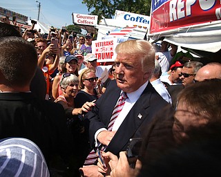 Canfield, Ohio | September 5, 2016: ..Republican presidential candidate Donald Trump thanks  supporters during a stop to the 170th Canfield Fair on Monday, Sept. 5, 2016 in Canfield, Ohio...Nikos Frazier | The Vindicator.