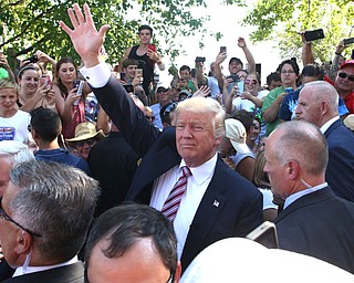 Canfield, Ohio | September 5, 2016: ..Republican presidential candidate Donald Trump waves supporters while leaving the 170th Canfield Fair on Monday, Sept. 5, 2016 in Canfield, Ohio...Nikos Frazier | The Vindicator.