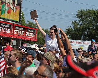  .          ROBERT  K. YOSAY | THE VINDICATOR..crowds 7-9000 people   waited to see THE DONALD as he made his way to the Republican tent..Donald Trump... visitedthe Canfield Fair on Monday afternoon..-30-