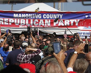  .          ROBERT  K. YOSAY | THE VINDICATOR..THE DONALD inside the repbulican tent..Donald Trump... visitedthe Canfield Fair on Monday afternoon..-30-