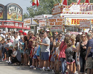  .          ROBERT  K. YOSAY | THE VINDICATOR..crowds 7-9000 people   waited to see THE DONALD as he made his way to the Republican tent..Donald Trump... visitedthe Canfield Fair on Monday afternoon..-30-