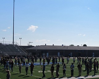 Neighbors | Alexis Bartolomucci.The Poland Seminary High School band played the "Mario" theme song and formed in the shape of mushrooms during the performance on Aug. 29.