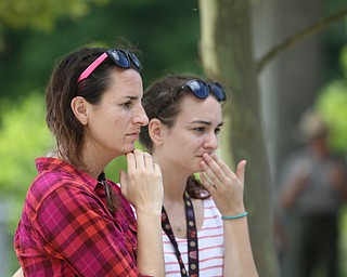Nikos Frazier | The Vindicator..Sisters, Victoria and Mary Hessler of Maryland read about the heroes of United Flight 93 on Aug. 8, 2016.n