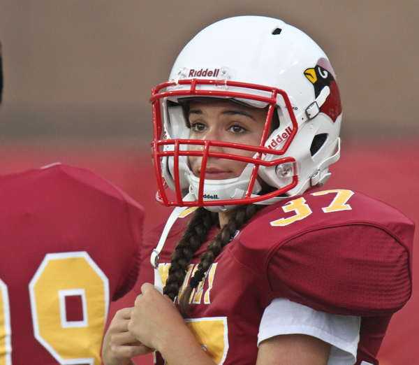 William D Lewis The Vindicator Mooney kicker Lizzie Philibin is the school's first female football player.