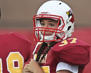 William D Lewis The Vindicator Mooney kicker Lizzie Philibin is the school's first female football player.