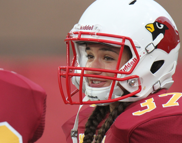 William D Lewis The Vindicator Mooney kicker Lizzie Philibin is the school's first female football player.