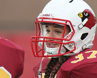 William D Lewis The Vindicator Mooney kicker Lizzie Philibin is the school's first female football player.