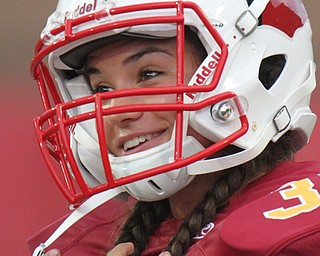 William D Lewis The Vindicator Mooney kicker Lizzie Philibin is the school's first female football player.