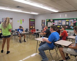 Neighbors | Alexis Bartolomucci.The Austintown Fitch High School Link Leaders gave the incoming freshmen a tour of the different classrooms in the building during the orientation on Aug. 23.