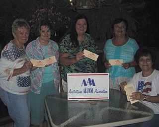 SPECIAL TO THE VINDICATOR
Austintown Alumni Association is selling tickets for its annual raffle. Tickets are $5 for a book of 6 or $1 for a single ticket. Winners will be announced Friday at the Hall of Fame Game at Austintown Fitch High School. Raffle tickets and merchandise will be available for purchase the night of the game. For information call Lynn Larson, president, 330-518-5727. Alumni members, from left, are Annie Stertzbach, Susan Justice, Peggy Bennett, Joann Sulenski and Janet Sternagel.
