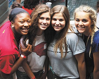 SPECIAL TO THE VINDICATOR
Cardinal Mooney High school board marketing committee sponsored a back-to-school bash at Cassese’s MVR Restaurant, 410 N. Walnut St., Youngstown, on Aug. 28. More than 400 students, staff and families joined in a day of feasting, fellowship and fundraising to kick off the academic year. The bash was preceded by a corn hole tournament, which raised more than $1,200. Gino Divincenzo and Joe Cunningham, Cardinal Mooney alumni, donated their cash prizes to the Carmine L. Cassese Memorial Scholarship Fund. Donations also were collected for the Lauren Bowman Fund, a former student at St. Christine School, who died recently. Above are sophomores Trinity Adams, left, Carolyn Kay, Mia Stana and Lexie Saunders, and below are juniors, Paul Graziano, Vinnie Gentile and Antonio Page, at the event.