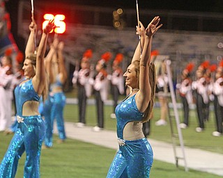 Venessa Riley of Howland High School band twirls baton during the halftime show of Friday nights matchup at Poland High School.  Dustin Livesay  |  The Vindicator  9/16/16  Poland.