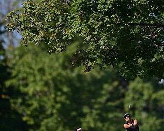 POLAND, OHIO - SEPTEMBER 19, 2016: Gillian Cerimele of Canfield follows through on her approach shot on the 15th hole hole Monday afternoon at The Lake Club during the Christine Terlesky Benefit Golf Tournament. DAVID DERMER | THE VINDICATOR