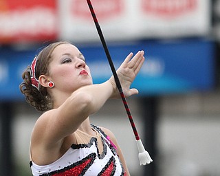 Nikos Frazier | The Vindicator..Melanie Walent, a sophomore member of the YSU Marching Band, peforms at Stambaugh Stadium before YSU took on University of South Dakota on Saturday, Oct. 1, 2016.