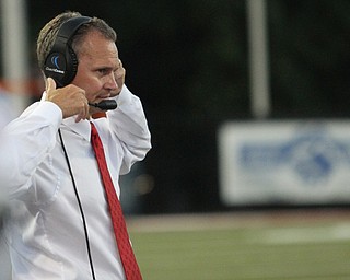 Nikos Frazier | The Vindicator..Bob Nielson, USD Head Coach at Stambaugh Stadium in Youngstown on Saturday, Oct. 1, 2016. Youngstown State University would go on to win, 30-20 against University of South Dakota.