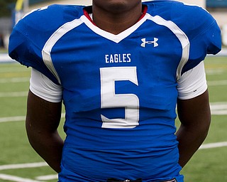 MICHAEL G TAYLOR | THE VINDICATOR- 9-30-16, Hubbard's #5 Rafael Morales. Niles Red Dragons vs Hubbard Eagles at Alumni Field in Memorial Stadium in Hubbard, OH.
