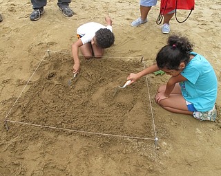 Neighbors | Alexis Bartolomucci.Children dug in the sand to try and find artifacts hidden at Boardman Park during the Family Fun Day on Sept. 17.
