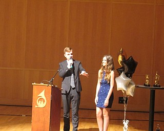 Neighbors | Alexis Bartolomucci.Jay Brownlee talked with Austintown Fitch High School student, Taylor Phillips, after Fitch's film was shown at the Friends4Friends Film Festival at DeYor Performing Arts Center on Sept. 22.