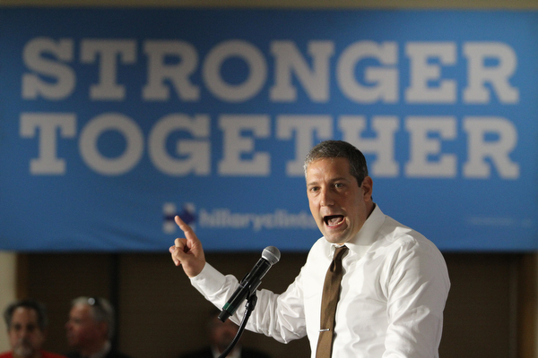 Nikos Frazier | The Vindicator.."He will gut you. He'll walk over your cold, dead body and he won't flinch." Rep. Tim Ryan(D-Ohio) said about Republican presidential nominee Donald Trump at the Western Reseve Building Trade Hall on McClurg Road in Youngstown.