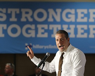 Nikos Frazier | The Vindicator.."He will gut you. He'll walk over your cold, dead body and he won't flinch." Rep. Tim Ryan(D-Ohio) said about Republican presidential nominee Donald Trump at the Western Reseve Building Trade Hall on McClurg Road in Youngstown.