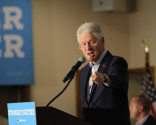 Nikos Frazier | The Vindicator..Former President Bill Clinton speaks at the Western Reseve Building Trade Hall on McClurg Road in Youngstown.