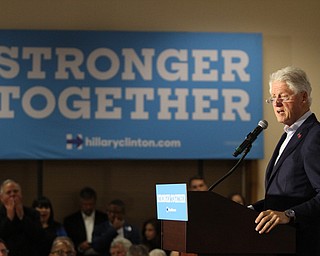 Nikos Frazier | The Vindicator..Former President Bill Clinton speaks at the Western Reseve Building Trade Hall on McClurg Road in Youngstown.