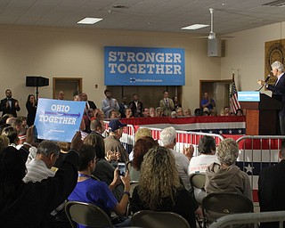 Nikos Frazier | The Vindicator..Former President Bill Clinton speaks at the Western Reseve Building Trade Hall on McClurg Road in Youngstown.