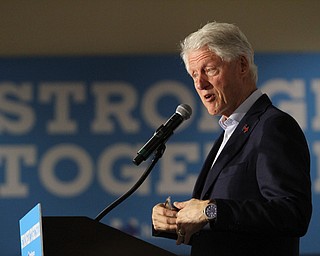 Nikos Frazier | The Vindicator..Former President Bill Clinton speaks at the Western Reseve Building Trade Hall on McClurg Road in Youngstown.