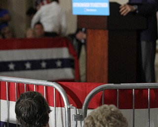 Nikos Frazier | The Vindicator..Former President Bill Clinton speaks at the Western Reseve Building Trade Hall on McClurg Road in Youngstown.