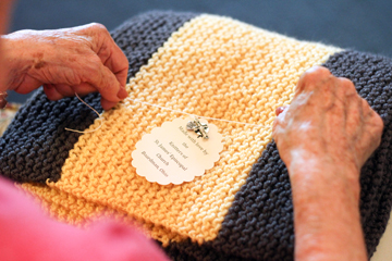 Nikos Frazier | The Youngstown Vindicator..Members of St. James Episcopal Church knit shawls for wounded veterans at the Cleveland Veterans Hospital.