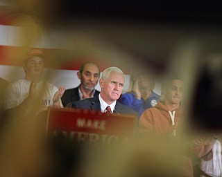 Nikos Frazier | The Vindicator..Gov. Mike Pence(R-Indiana) speaks during a townhall event at the Walter F. Ehrnfelt Recreation and Senior Center in Strongsville, Ohio on Friday, Oct. 7, 2016.