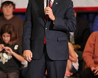 Nikos Frazier | The Vindicator..Gov. Mike Pence(R-Indiana) speaks during a townhall event at the Walter F. Ehrnfelt Recreation and Senior Center in Strongsville, Ohio on Friday, Oct. 7, 2016.
