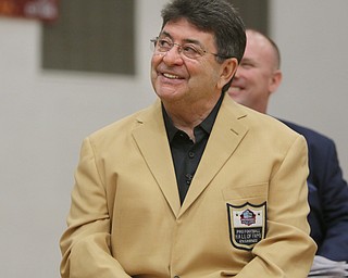        ROBERT K. YOSAY  | THE VINDICATOR.. Eddie  "mr d"  at the Eddie DeBartolo HOF plaque unveiling at Cardinal Mooney High School....... - -30-