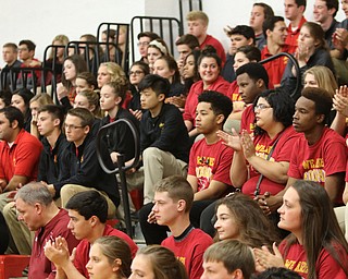        ROBERT K. YOSAY  | THE VINDICATOR..Students of CMHS watch and listen  at the Eddie DeBartolo HOF plaque unveiling at Cardinal Mooney High School....... - -30-